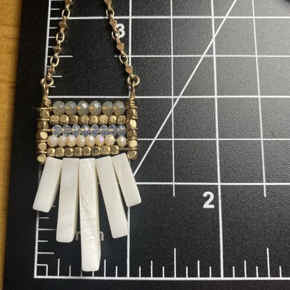 Vintage Necklace Bohemian Signed Bella Jack White Stone Crystal 2 Strand 32” - Picture 7 of 8